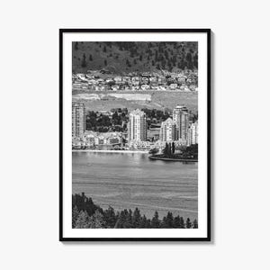 Kelowna Foto Poster Druck, Kelowna Schwarz und Weiß Wandkunst, Kelowna Wand Fotografie, Kelowna Reise, Kelowna Karte Poster