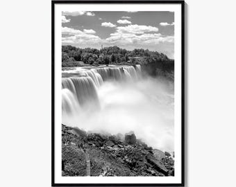 Niagara Falls Black and White Fine Art Photo Print, New York Poster Wall Decor