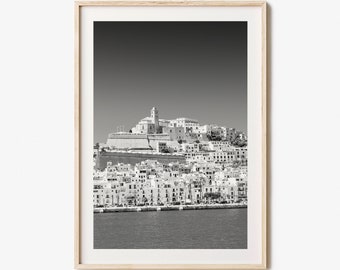 Ibiza Photo Poster Print, Ibiza Black and White Wall Art, Ibiza Wall Photography, Ibiza Travel, Ibiza Map Poster