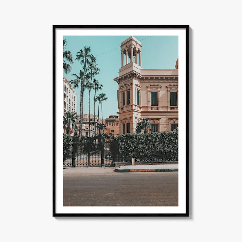 Alexandria Fine Art Photo Print, al-iskandariyah poster, white border in a black wood frame