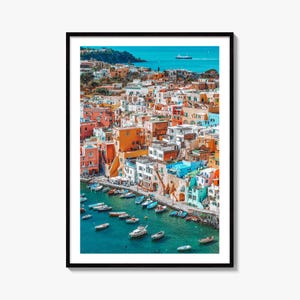 Naples Italy Fine Art Photo Print, Procida Island Old Town Port, Wall Poster