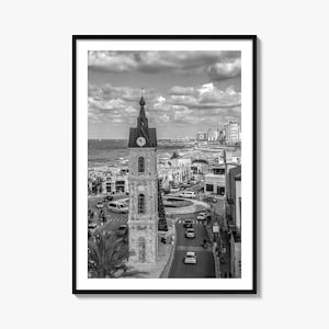 Tel Aviv fotoposter print nr. 2, Tel Aviv zwart-wit kunst, Tel Aviv muurfotografie, Tel Aviv reizen, Tel Aviv kaartposter