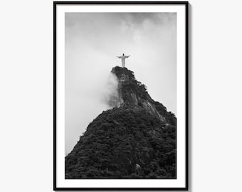 Rio de Janeiro Black and White Fine Art Photo Print, Christ the Redeemer Brazil Poster