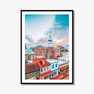 Poster colorato di Annapolis n. 1, foto artistica di Annapolis, decorazioni di Annapolis, stampa turistica di Annapolis, poster con mappa stradale di Annapolis, mappa della città