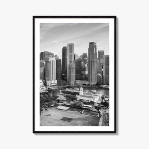 Singapur Foto Poster Druck Nr. 1, Singapur Schwarzweiß Kunst, Singapur Fotografie, Singapur Reise, Singapur Karte Poster