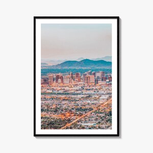 Impresión fotográfica de bellas artes de Phoenix, Arizona, EE. UU., centro de la ciudad, póster de pared