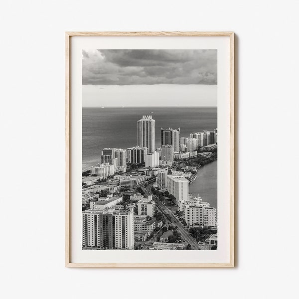 Miami Beach Photo Poster Print, Miami Beach Black and White Wall Art, Miami Beach Photography, Miami Beach Travel, Map Poster