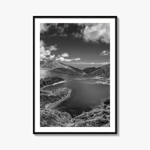 Azoren Foto Poster Druck, Azoren Schwarzweiß Wandkunst, Azoren Wand Fotografie, Azoren Reise, Azoren Karte Poster