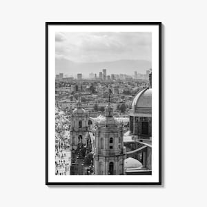 Stampa di poster fotografico di Città del Messico, arte murale in bianco e nero di Città del Messico, fotografia di Città del Messico, viaggio a Città del Messico, poster con mappa