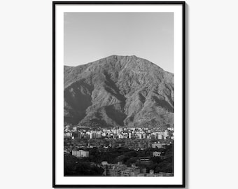 Caracas Skyline Black and White Fine Art Photo Print, Avila, Venezuela Wall Decor Poster