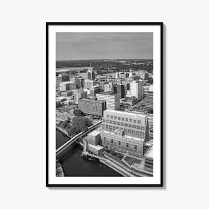 Lansing Foto Poster Druck, Lansing Schwarz Weiß Wandkunst, Lansing Wand Fotografie, Lansing Reise, Lansing Karte Poster