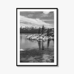 Lake Tahoe Black and White Fine Art Photo Print, California, Nevada Photo Poster