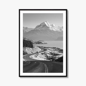 Mount Koch Fotodruck, Mount Kochen Schwarzweiss-Kunst, Mount Koch-Fotografie, Mount Koch-Reise, Mount Kochen Landkarte Plakat
