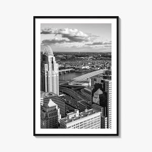 Cincinnati Photo Poster Print No 1, Cincinnati Black and White Art, Cincinnati Photography, Cincinnati Travel, Cincinnati Map Poster
