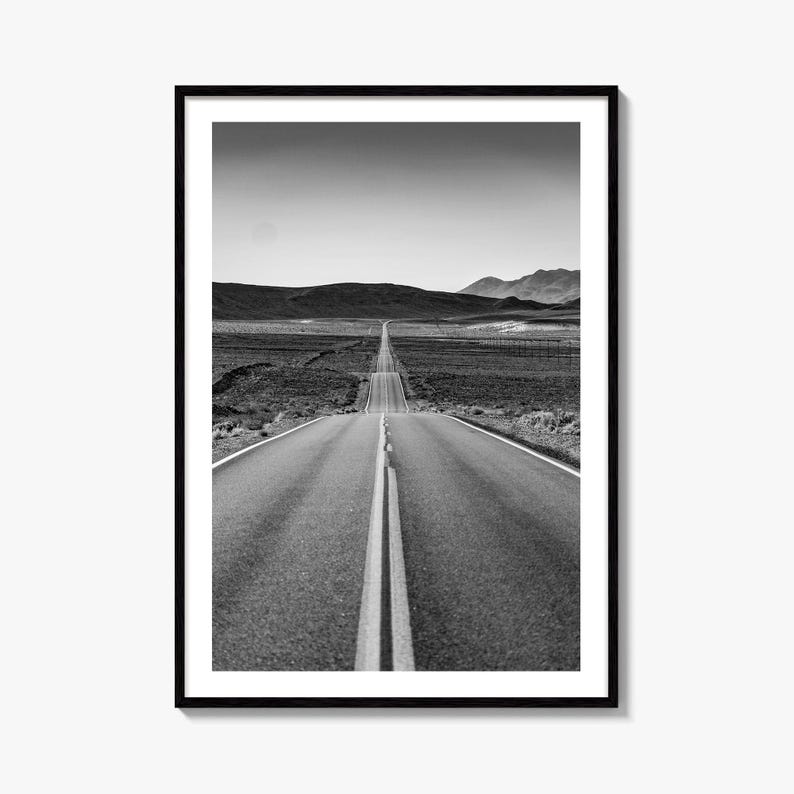 California Black and White Fine Art Photo Print, Route 66, USA Wall Decor Poster image 1
