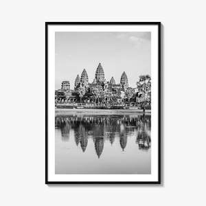 Kambodscha Foto Poster Druck, Kambodscha Schwarz Weiß Wandkunst, Kambodscha Wand Fotografie, Kambodscha Reise, Kambodscha Karte Poster