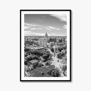 Madison Photo Poster Print No 1, Madison Schwarzweiß-Wandkunst, Madison-Wandfotografie, Madison-Reisen, Madison-Kartenposter