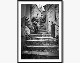 Cinque Terre Black and White Fine Art Photo Print, Liguria Poster, Italy Wall Decor