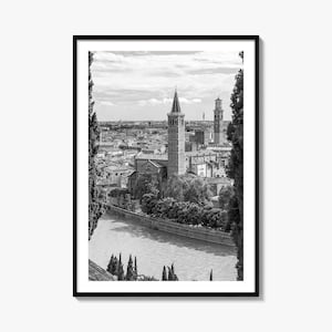 VERONA Foto Poster Druck, VERONA Schwarz und Weiß Wandkunst, VERONA Wand Fotografie, VERONA Reise, VERONA Karte Poster
