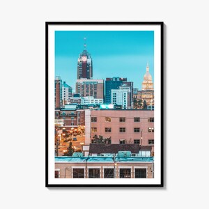 Fotografía artística del horizonte de Lansing, Capitolio estatal, decoración de pared de Michigan