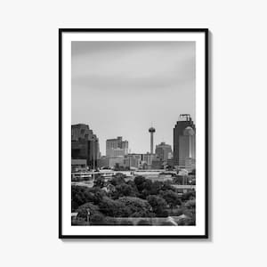 San Antonio Foto Poster Druck, San Antonio Schwarz und Weiß Wandkunst, San Antonio Fotografie, San Antonio Reise, Karte Poster