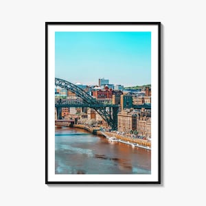 Newcastle Upon Tyne Blue Fine Art Photo Print, UK, Tyne Bridge, High Level
