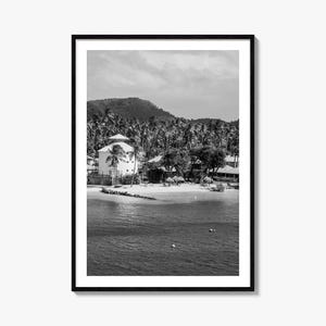 Impresión de póster fotográfico de Martinica, arte mural en blanco y negro de Martinica, fotografía de pared de Martinica, viajes a Martinica, póster de mapa