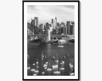 Sydney Skyline Black and White Fine Art Photo Print, Poster, New South Wales Australia