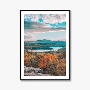 Impresión fotográfica de bellas artes de las montañas Catskill, lago Norte-Sur, Sunset Rock, póster de pared de Nueva York