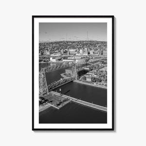Duluth Foto Poster Druck, Duluth Schwarz und Weiß Wandkunst, Duluth Wand Fotografie, Duluth Reise, Duluth Karte Poster