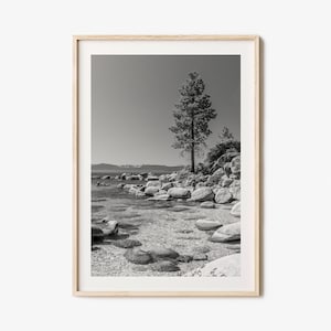 Lake Tahoe Photo Poster Print No 2, Lake Tahoe Black and White Art, Lake Tahoe Wall Photography, Lake Tahoe Travel, Map Poster