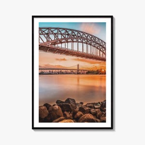 Konsttryck i Queens New York, Astoria, Hell Gate, Triboro Bridges, NYC