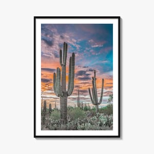 Saguaro National Park Colorful Poster Print No 2, Saguaro National Park Photo Art, Decor, National Park Travel Print, Street Map Poster