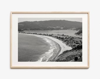 Stinson Beach Photo Poster Print Horizontal, Stinson Beach Black and White Art, Stinson Beach Photography, Travel, Map Poster