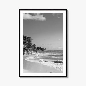Beach Del Carmen Foto Poster Druck, Beach Del Carmen Schwarz Weiß Wandkunst, Beach Del Carmen Fotografie, Reise, Karte Plakat