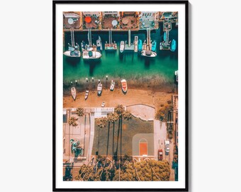 Kunstdruck „Newport Beach“, Poster „Orange County“, Wanddekoration „Yachthafen Kalifornien“