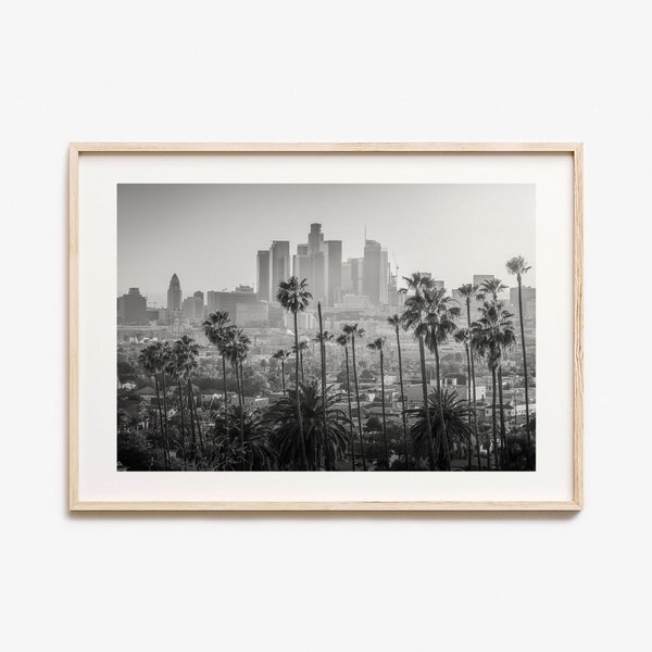 Los Angeles fotoposter afdrukken horizontaal, Los Angeles zwart-wit kunst, muurfotografie, reizen, Los Angeles kaart poster