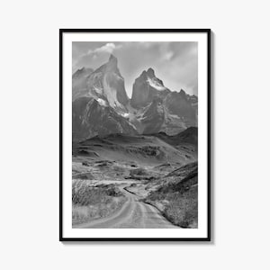 Patagonien Foto Poster Druck, Patagonien Schwarzweiß Wandkunst, Patagonien Fotografie, Patagonien Reise, Patagonien Karte Poster