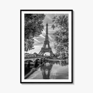 Paris Black and White Fine Art Photo Print, Eiffel Tower Seine Poster Wall Decor