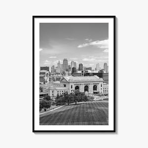Kansas City Photo Poster Print No 1, Kansas City Black and White Wall Art, Kansas City Photography, Kansas City Travel, Map Poster