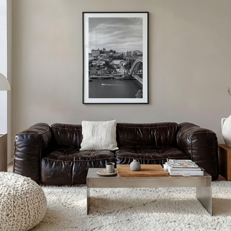 Porto Skyline schwarz weiss Fine Art Foto, der Douro Fluss Portugal Poster Bild 5