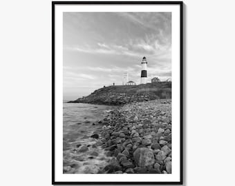 Montauk Leuchtturm schwarz weiss Fine Art Photo Print, Long Island New York, Poster