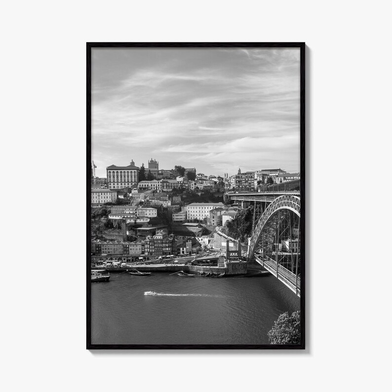 Porto Skyline schwarz weiss Fine Art Foto, der Douro Fluss Portugal Poster Bild 10