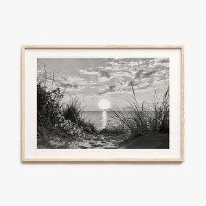 Lake Michigan Photo Poster Print Horizontal, Lake Michigan Black and White Wall Art, Wall Photography, Travel, Map Poster