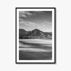 Stampa poster fotografico Hanalei, Arte della parete in bianco e nero di Hanalei, Fotografia della parete di Hanalei, Viaggio di Hanalei, Poster della mappa di Hanalei