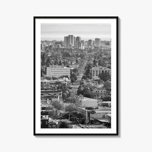 Impresión fotográfica artística en blanco y negro del horizonte de Oakland, póster de la bahía de San Francisco en Berkeley