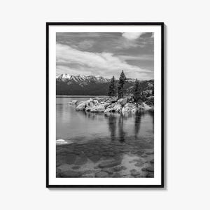 Lake Tahoe Photo Poster Print No 1, Lake Tahoe Black and White Art, Lake Tahoe Wall Photography, Lake Tahoe Travel, Map Poster