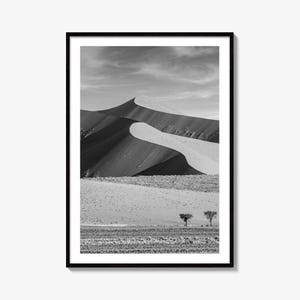 Impresión fotográfica en blanco y negro de Namibia, duna del desierto de Namib, póster de Namib-Naukluft