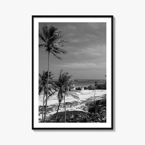 Barbados Black and White Fine Art Photo Print, Caribbean Beach Landscape Poster