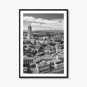 Siena Photo Poster Print, Siena Black and White Wall Art, Siena Wall Photography, Siena Travel, Siena Map Poster
